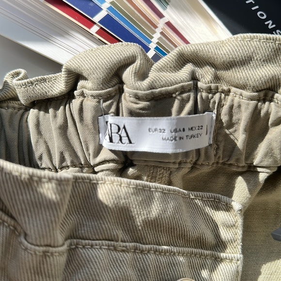 ZARA Pale Sage Green Stretchy Waste Band Trouser Pants - Picture 2 of 3